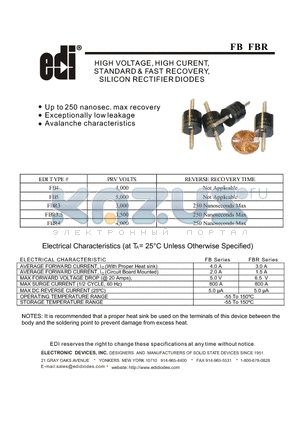 FBR3 datasheet - HIGH VOLTAGE, HIGH CURENT, STANDARD & FAST RECOVERY, SILICON RECTIFIER DIODES
