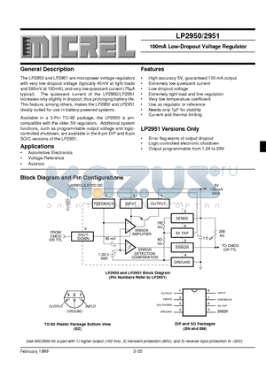LP2951-03BM datasheet - 100mA Low-Dropout Voltage Regulator