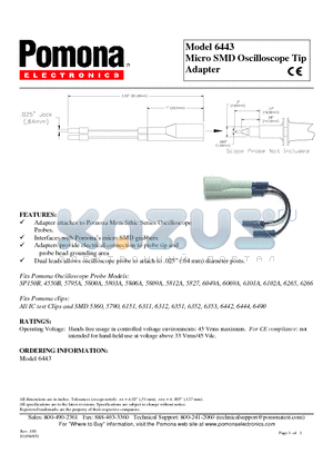 6443 datasheet - Micro SMD Oscilloscope Tip Adapter