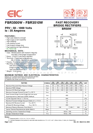 FBR3502W datasheet - FAST RECOVERY