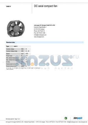 6448H datasheet - DC axial compact fan