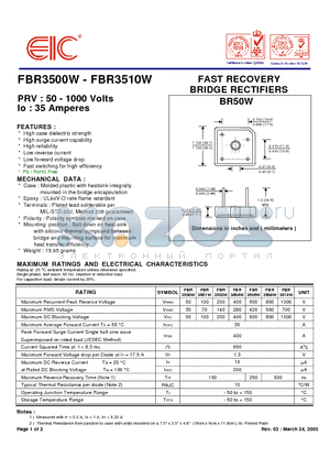 FBR3508W datasheet - FAST RECOVERY