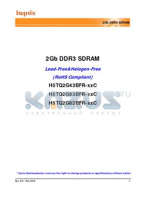H5TQ2G63BFR datasheet - 2Gb DDR3 SDRAM