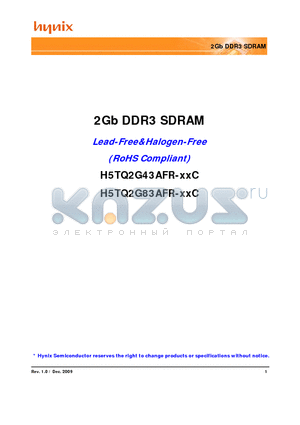 H5TQ2G83AFR datasheet - 2Gb DDR3 SDRAM