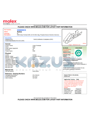 6459-L datasheet - KK^ Crimp Terminal 6459, 22-30 AWG, Bag, Phosphor Bronze Selective Gold (Au)