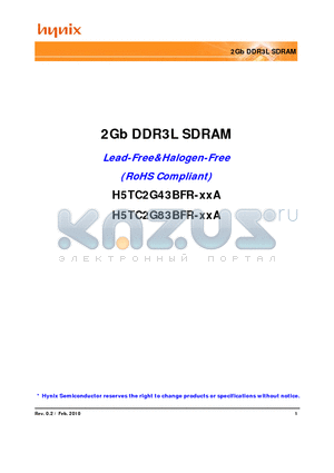 H5TC2G43BFR datasheet - 2Gb DDR3L SDRAM