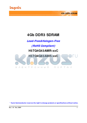H5TQ4G43AMR datasheet - 4Gb DDR3 SDRAM
