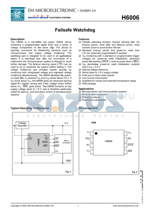 H6006B1SO8B datasheet - Failsafe Watchdog