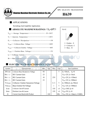 H639 datasheet - NPN SILICON TRANSISTOR