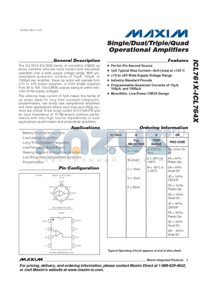 ICL761X datasheet - Single/Dual/Triple/Quad Operational Amplifiers