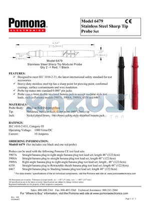 6479 datasheet - Stainless Steel Sharp Tip Probe Set