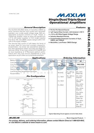 ICL761XACPA datasheet - Single/Dual/Triple/Quad Operational Amplifiers