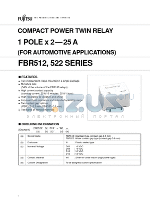 FBR512ND12-W1 datasheet - COMPACT POWER TWIN RELAY 1 PORE X 2 - 25A