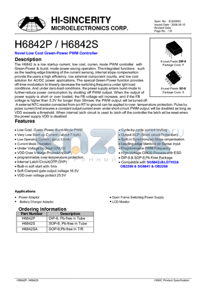 H6842 datasheet - Novel Low Cost Green-Power PWM Controller