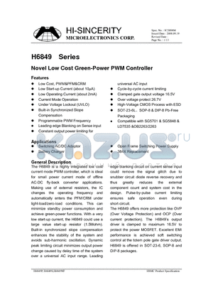H6849 datasheet - Novel Low Cost Green-Power PWM Controller
