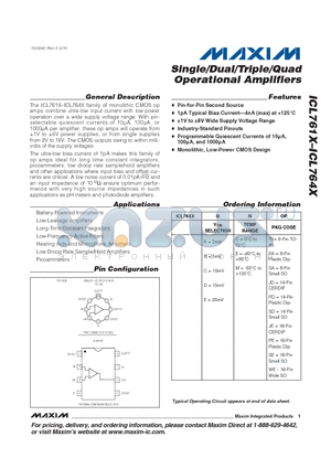 ICL761XACSA datasheet - Single/Dual/Triple/Quad Operational Amplifiers