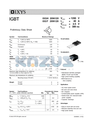 IXGH20N120 datasheet - IGBT