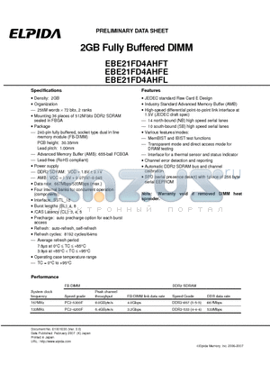 EBE21FD4AHFE-5C-E datasheet - 2GB Fully Buffered DIMM