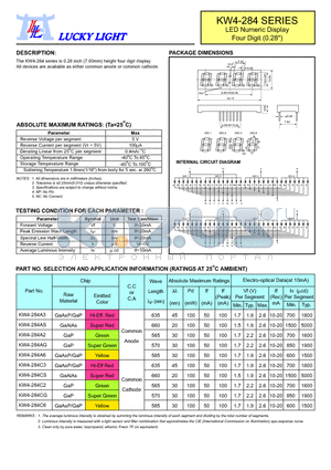 KW4-284 datasheet - LED Numeric Display Four Digit (0.28)
