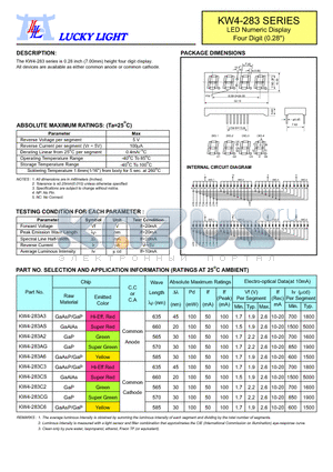 KW4-283C2 datasheet - LED Numeric Display Four Digit (0.28)