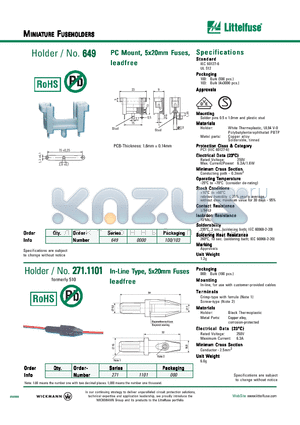 649 datasheet - MINIATURE FUSEHOLDERS