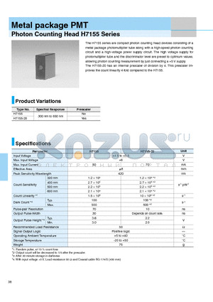 H7155-20 datasheet - Photon Counting Head