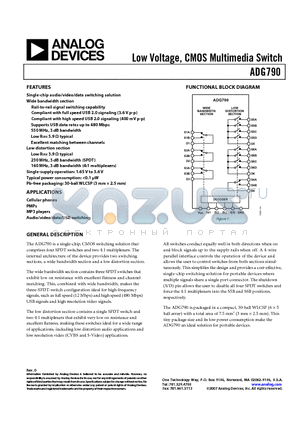 ADG790BCBZ-REEL datasheet - Low Voltage, CMOS Multimedia Switch