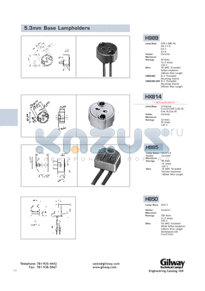 H706 datasheet - 5.3mm Base Lampholders