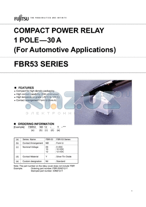 FBR53_08 datasheet - COMPACT POWER RELAY 1 POLE-30 A(For Automotive Applications)