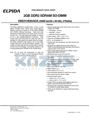 EBE21UE8AADA-5C-E datasheet - 2GB DDR2 SDRAM SO-DIMM