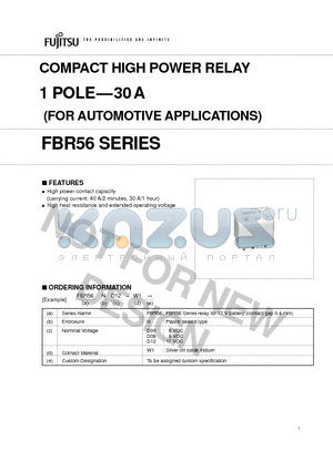 FBR56 datasheet - COMPACT HIGH POWER RELAY 1 POLE-30A