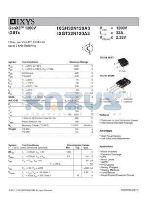 IXGH32N120A3 datasheet - GenX3 1200V