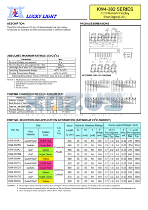 KW4-392A6 datasheet - LED Numeric Display Four Digit (0.39)