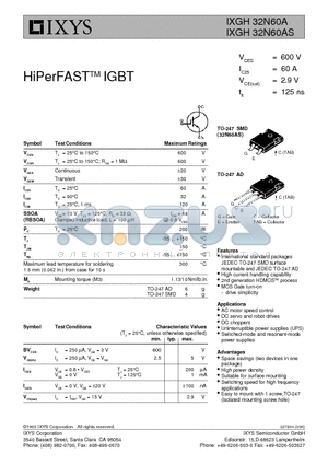 IXGH32N60AS datasheet - HiPerFAST IGBT