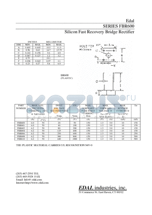 FBR602 datasheet - Silicon Fast Recovery Bridge Rectifier