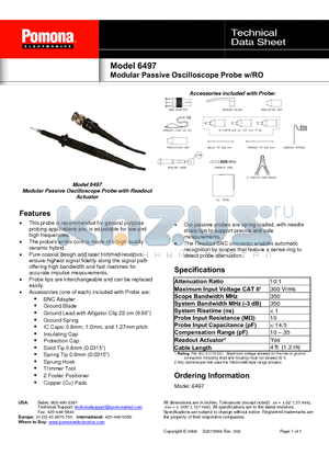 6497 datasheet - Modular Passive Oscilloscope Probe w/RO