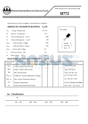 H772 datasheet - PNP SILICON TRANSISTOR