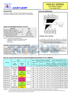 KW4-521C2 datasheet - LED Numeric Display Four Digit (0.52)