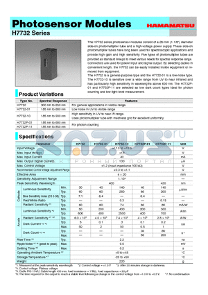 H7732P-01 datasheet - photosensor modules consist of a 28-mm (1-1/8