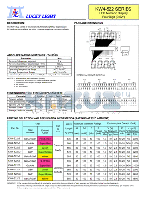KW4-522 datasheet - LED Numeric Display Four Digit (0.52