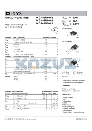 IXGH48N60A3 datasheet - GenX3 600V IGBT