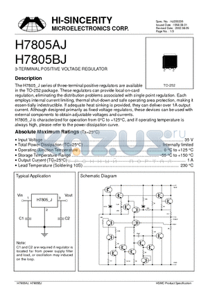 H7805AJ datasheet - 3-TERMINAL POSITIVE VOLTAGE REGULATOR