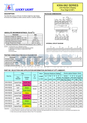 KW4-562A2 datasheet - LED Numeric Display Four Digit (0.56)