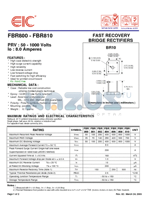 FBR800 datasheet - FAST RECOVERY