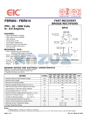 FBR806 datasheet - FAST RECOVERY