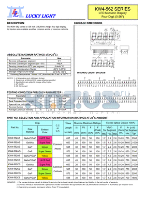 KW4-562C3 datasheet - LED Numeric Display Four Digit (0.56)