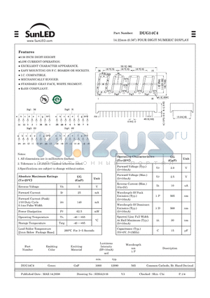 DUG14C4 datasheet - 14.22mm (0.56) FOUR DIGIT NUMERIC DISPLAY