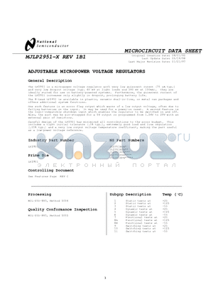 LP2951H datasheet - ADJUSTABLE MICROPOWER VOLTAGE REGULATORS