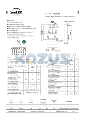 DUG46C datasheet - 44.5mm (1.8) SINGLE DIGIT NUMERIC DISPLAY