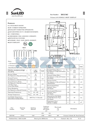 DUG76C datasheet - 76.2mm (3.0) SINGLE DIGIT DISPLAY